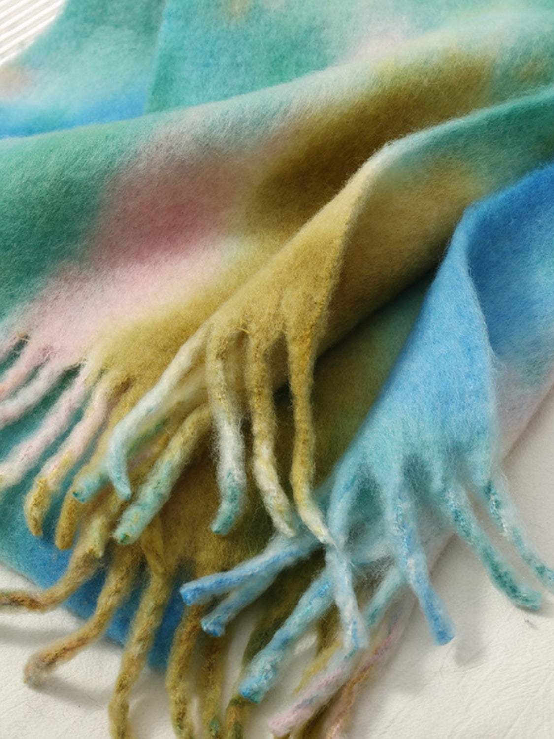 Fringe Tie-Dye Polyester Scarf 