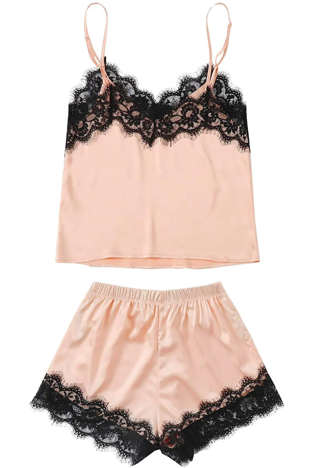 Lace Detail Spaghetti Strap Top and Shorts Lounge Set Lingerie & Nightwear