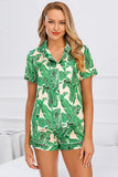 Printed Button Up Short Sleeve Top and Shorts Lounge Set Lingerie & Nightwear