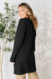 Basic Bae Full Size Ribbed Round Neck Long Sleeve Slit Top 