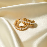 Stainless Steel Pearl C-Hoop Earrings 