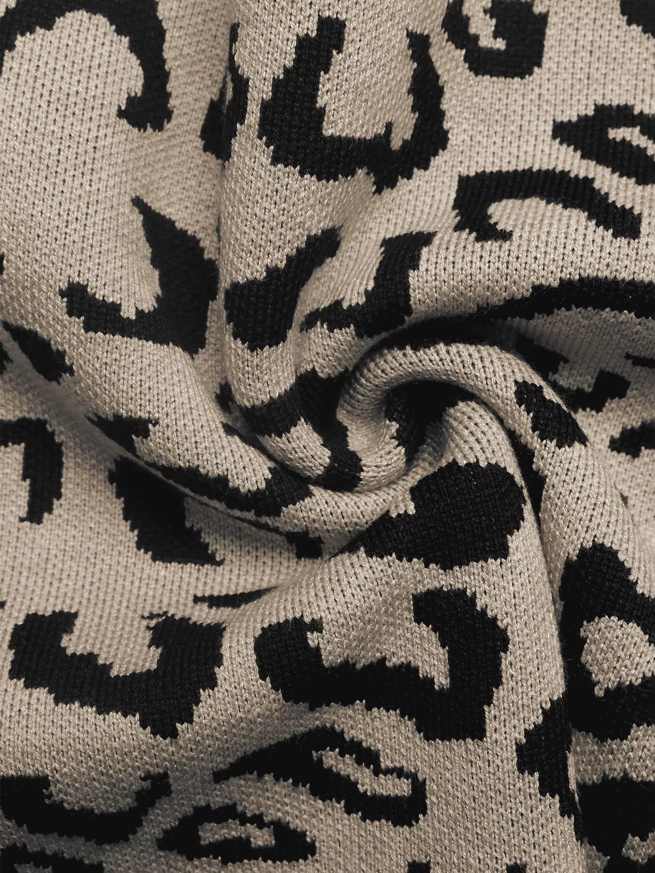 Frill Leopard Long Sleeve Sweater 