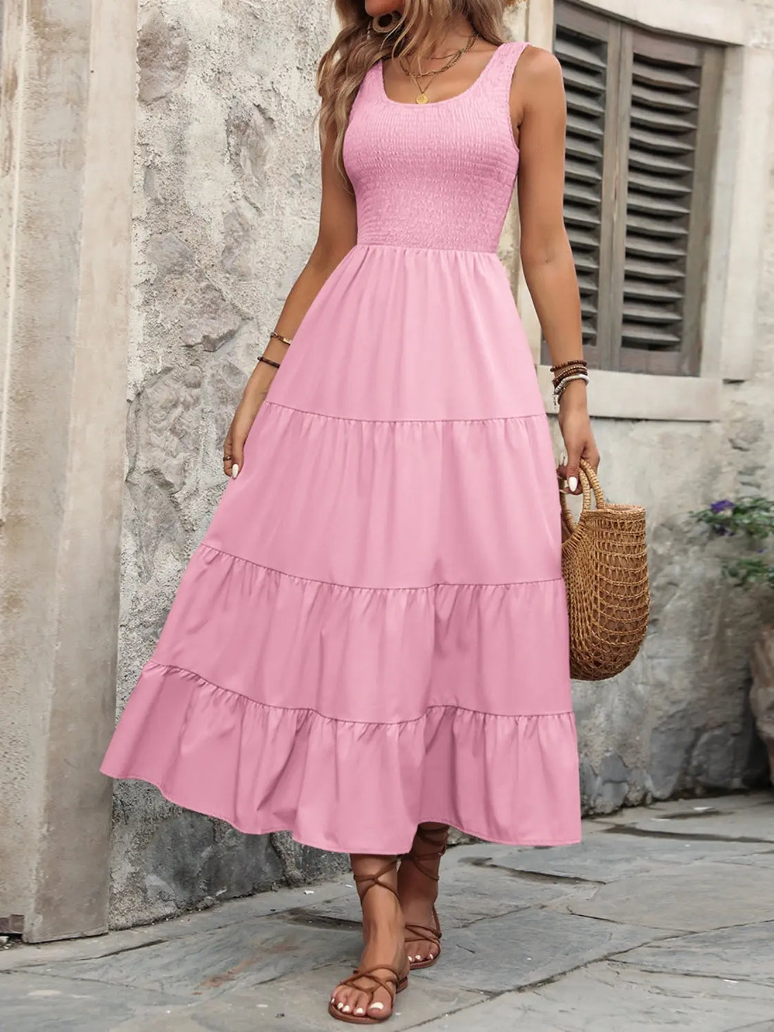 Ivy Lane Smocked Scoop Neck Sleeveless Tank Dress dress
