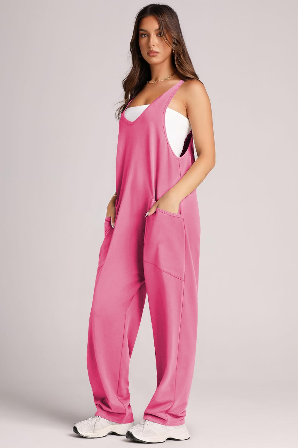 Lovelet Wide Strap Jumpsuit with Pockets 