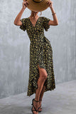 Floral Surplice Neck Tied Midi Dress Dresses