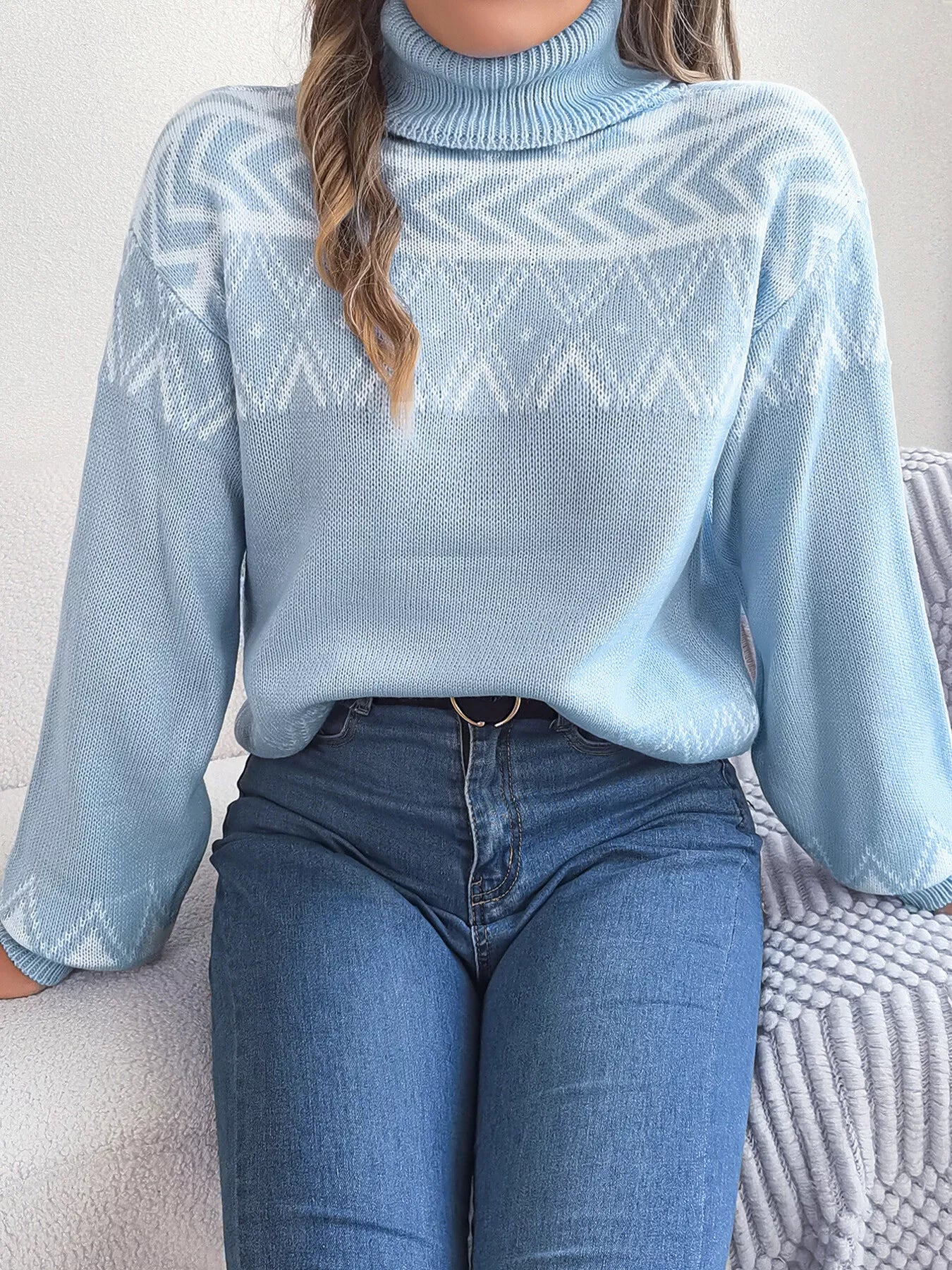 Turtleneck Dropped Shoulder Sweater 