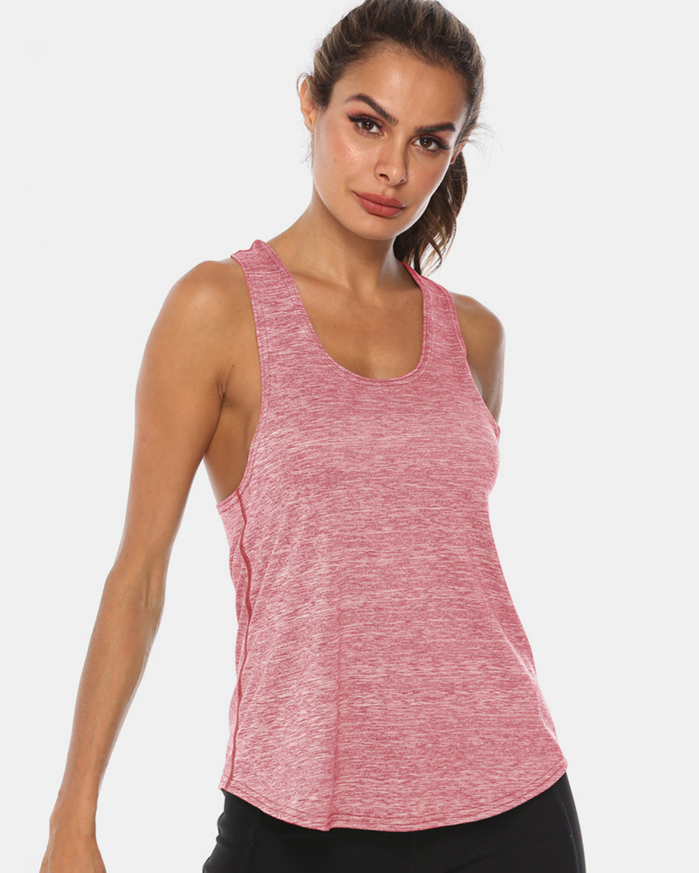 Full Size Scoop Neck Wide Strap Active Tank 