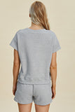 Double Take Full Size Texture Short Sleeve Top and Shorts Set 