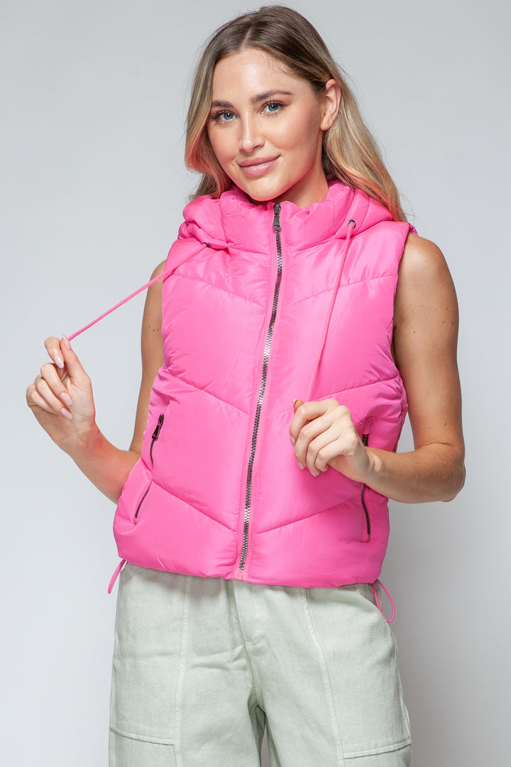 Snobbish Zip Up Quilted Hooded Vest 