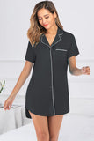 Contrast Piping Pocketed Short Sleeve Lounge Dress 