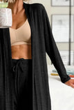 Open Front Long Sleeve Cardigan and Pants Lounge Set Lingerie & Nightwear