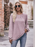 Mandy Long Flounce Sleeve Round Neck Blouse 