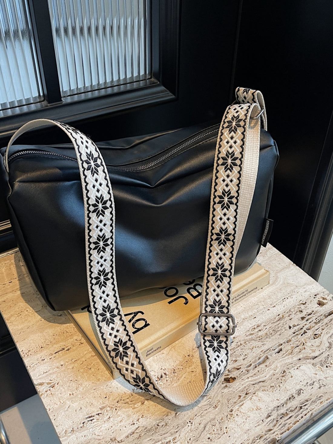 PU Leather Adjustable Strap Crossbody Bag 