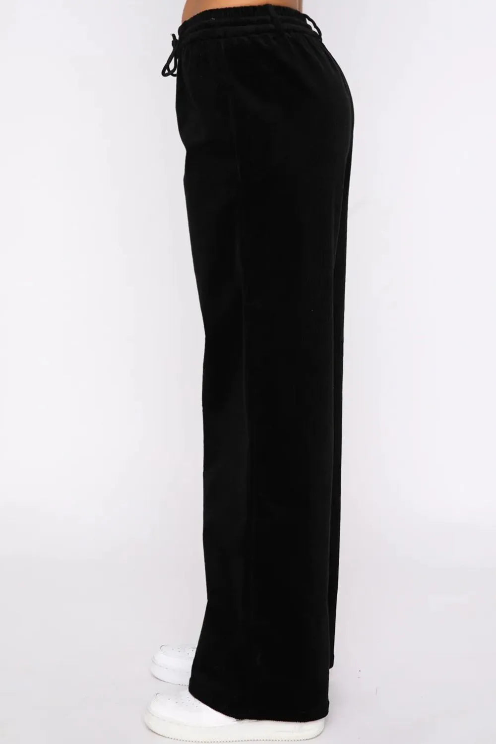 Drawstring Waist Wide Leg Active Pants 