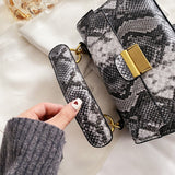 PU Leather Snakeskin Print Crossbody Bag 