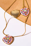 Rhinestone Decor Heart Box Pendant Necklace 