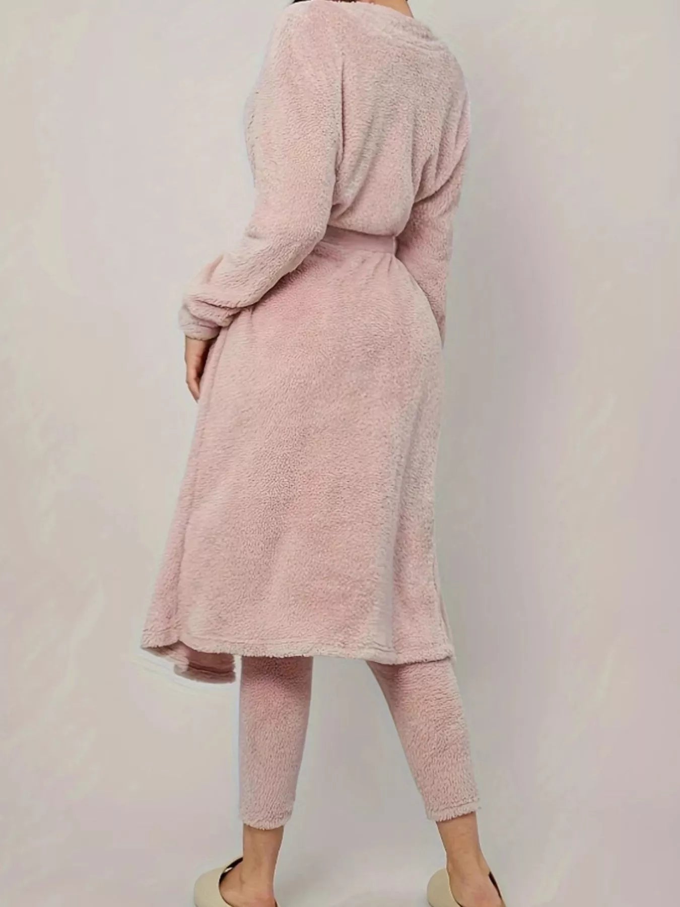 Fuzzy Tank Long Sleeve Cardigan and Pants 3-Piece Lounge Set Lingerie & Nightwear