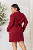 Culture Code Full Size Tie Front Half Zip Long Sleeve Shirt Dress 