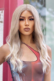 13*2" Lace Front Wigs Synthetic Long Wave 24" 150% Density in Medium Blonde Highlights 
