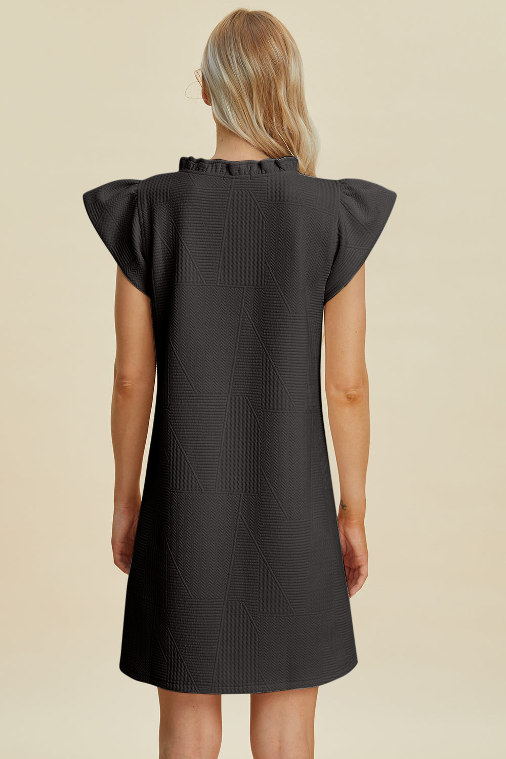 Double Take Full Size Ruffled V-Neck Cap Sleeve Dress 