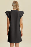 Double Take Full Size Ruffled V-Neck Cap Sleeve Dress 