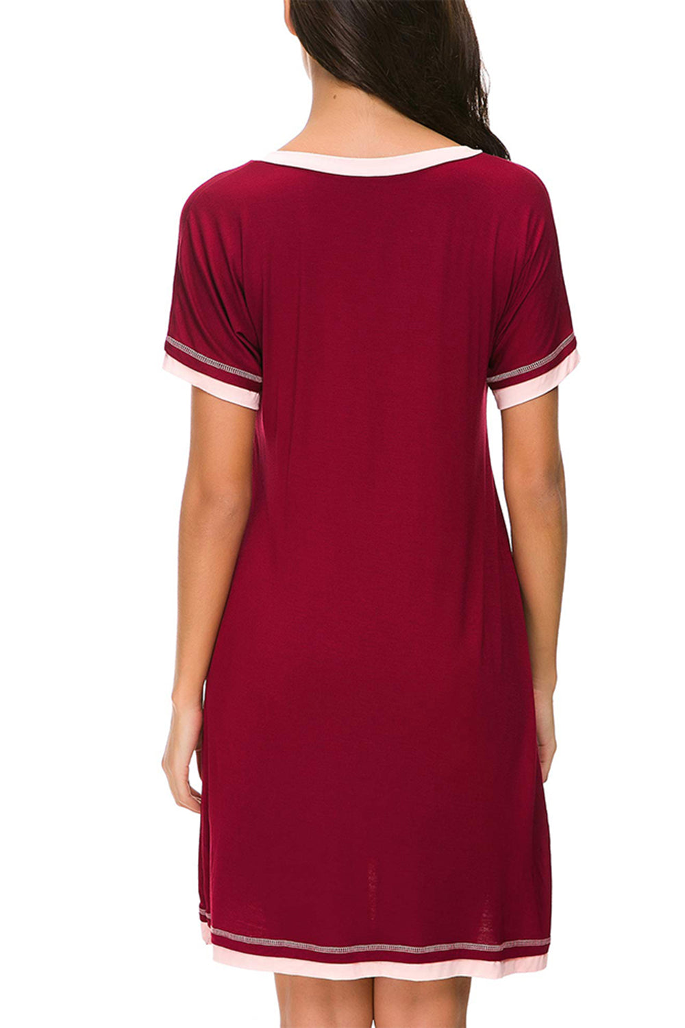 Contrast Trim Short Sleeve Lounge Dress 