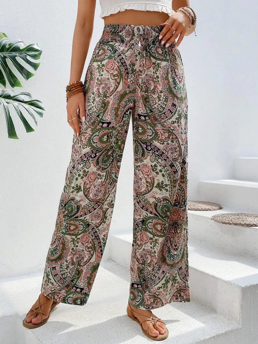 Printed Wide Leg Pants 