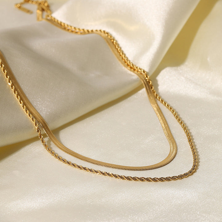 18K Gold-Plated Double-Layered Necklace 