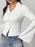 Button Up Flare Sleeve Shirt 