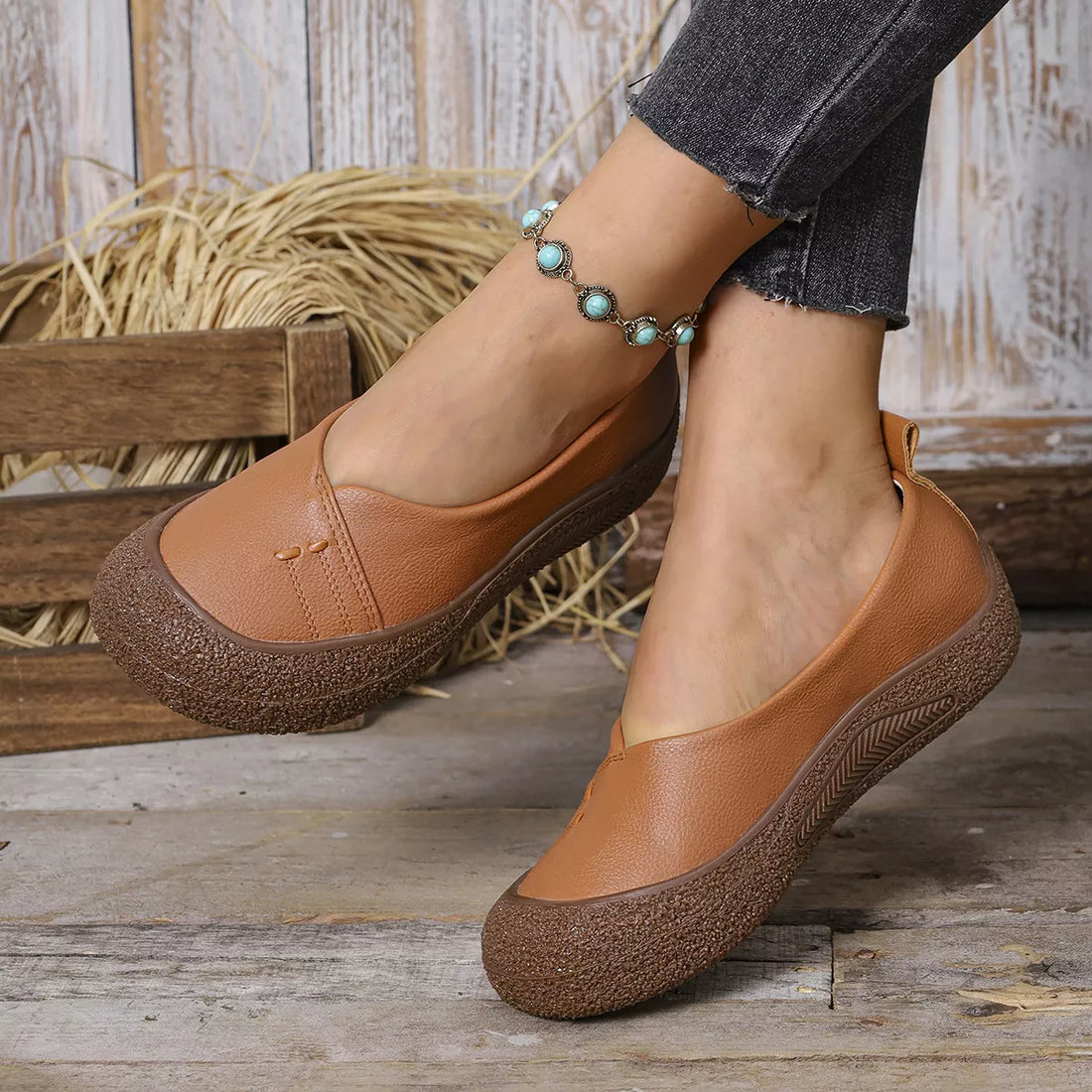 Round Toe Flats Slip-Ons 