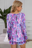Round Neck Printed Top and Shorts Lounge Set Lingerie & Nightwear