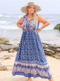 Plus Size Tied Printed Sleeveless Maxi Dress 