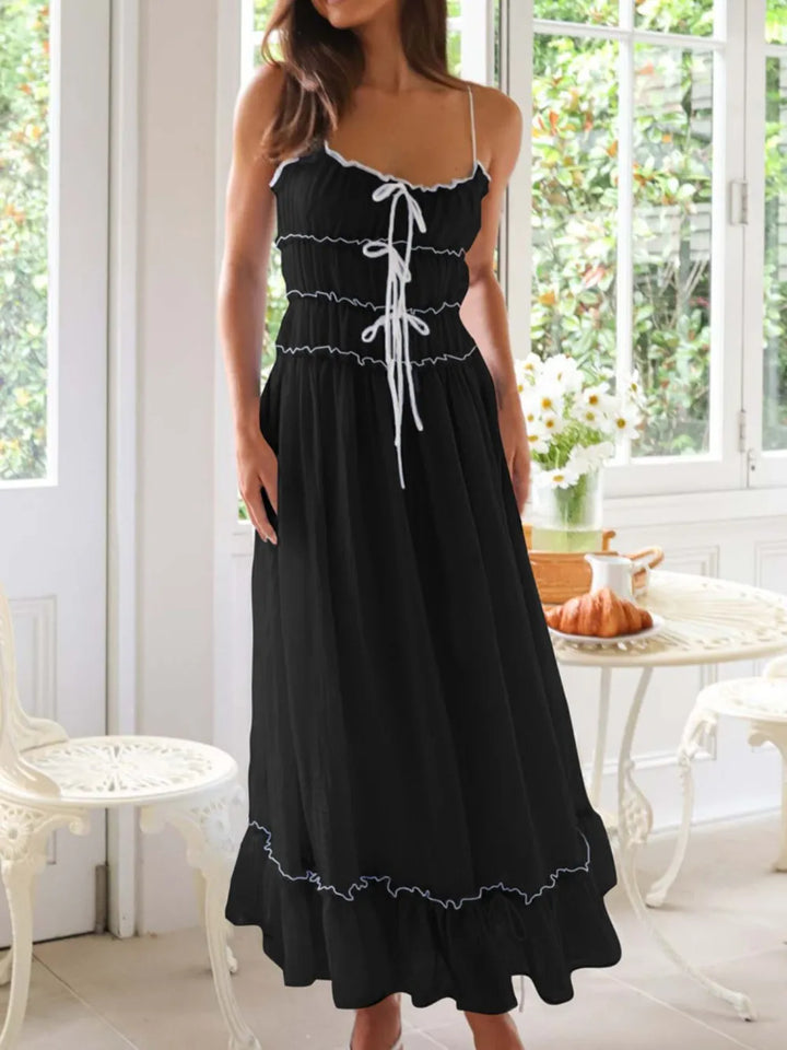 Devine Frill Ruffled Hem Midi Cami Dress 