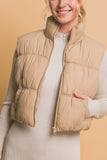 Love Tree Zip Up Turtleneck Cropped Vest Coat 