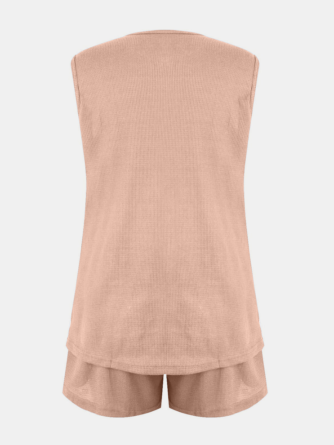 Full Size Waffle-Knit Notched Top and Shorts Set 