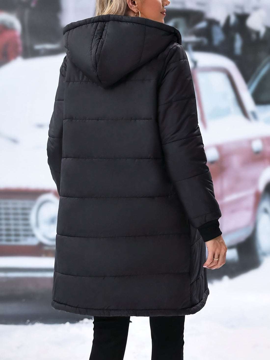 Plus Size Zip Up Hooded Winter Coat 