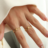 Titanium Steel Gold-Plated Adjustable Ring 