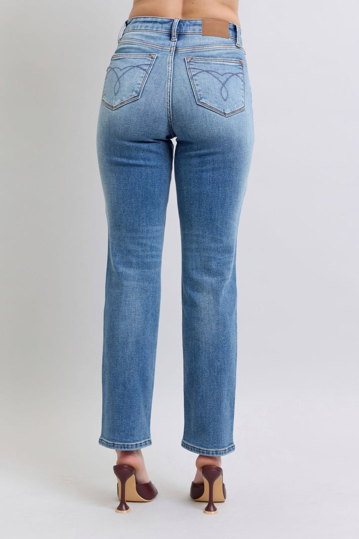 Judy Blue Full Size Run Vintage Wash Thermal Straight Jeans 