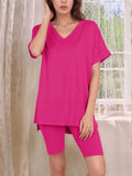 V-Neck High-Low T-Shirt and Shorts Set Two Piece Dresses