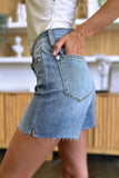Judy Blue Full Size High Waist Raw Hem Denim Shorts 