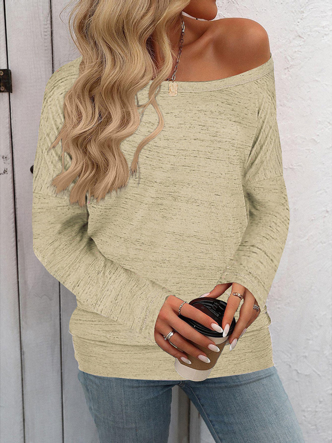 Full Size Heathered Long Sleeve Top 