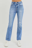 RISEN Full Size Distressed High-Rise Ankle Straight Jeans 