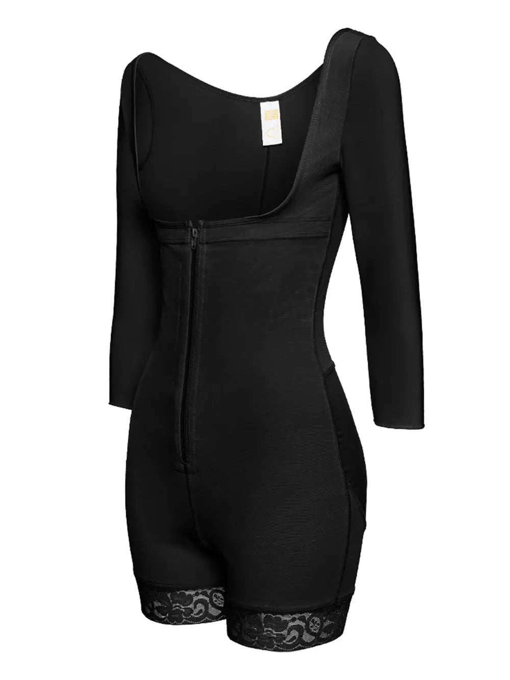 Full Size Zip Up Lace Detail Long Sleeve Shapewear Lingerie & Nightwear