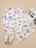 Floral Print Round Neck Top and Drawstring Pants Lounge Set Lingerie & Nightwear