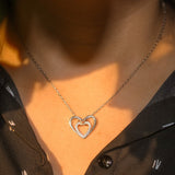 Heart Shape Inlaid Zircon 925 Sterling Silver Necklace 