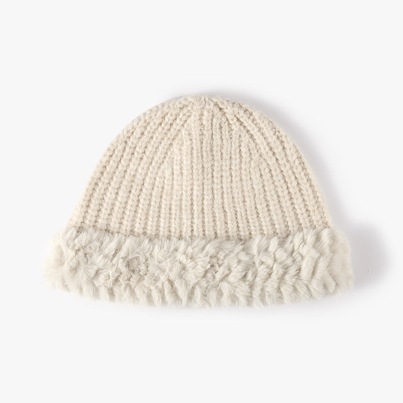 Fuzzy Hem Knit Hat 