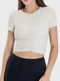 Millennia Ruched Round Neck Short Sleeve Active T-Shirt 