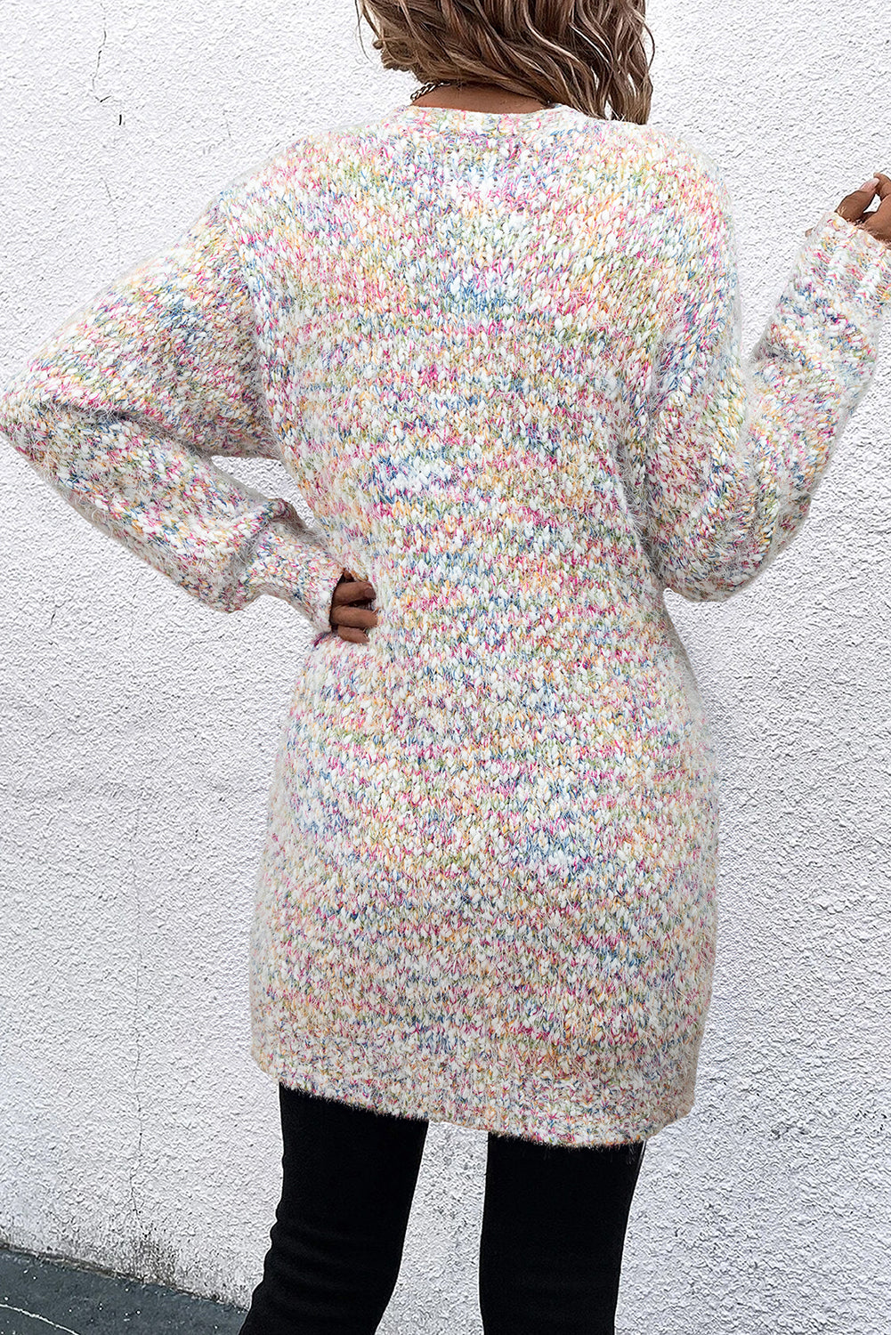 Pink Multicolor Confetti Open Front Knit Cardigan Sweaters & Cardigans/Cardigans