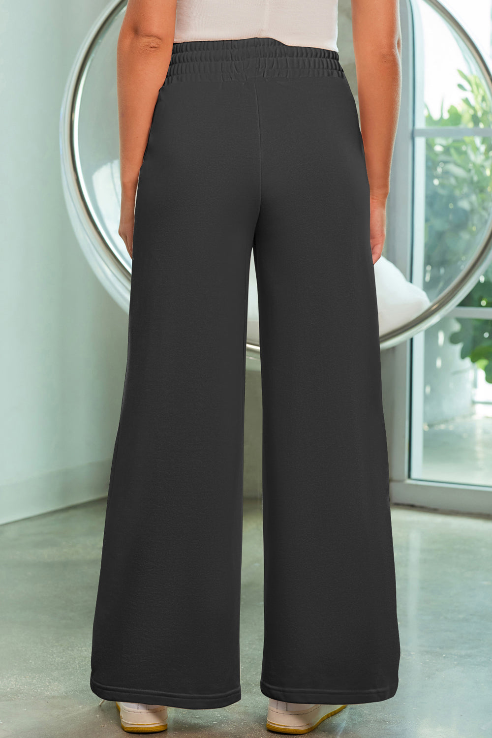 Drawstring Wide Leg Pants with Pockets Flares