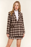 And The Why Full Size Plaid Brushed One Button Blazer 